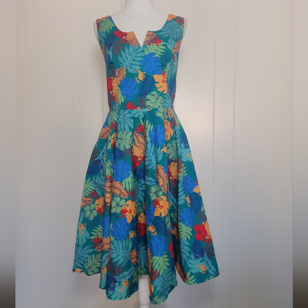 Timeless London Swinging Monkeys Dress Leaves Floral Retro Modcloth Eclectic 12